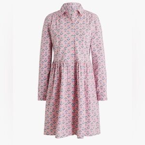 J. Crew Pink Floral Shirt Dress Size 12 Knee Length Cotton Preppy Cottagecore